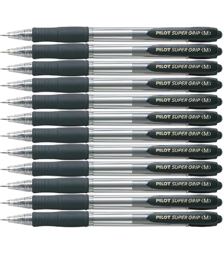 Pilot Super Grip Druck-Kugelschreiber, 1,0 mm Schreibspitze, 0,4 mm Strichbreite, Blau, 12 Stück