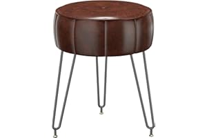 ‎YMYNY YMYNY Schminkhocker Stuhl, Hocker im Kürbisstil, Pouf Couch Hocker, Moderner Multifunktionaler Make-up-Hocker für Schlafzimmer, Wohnzimmer 32 x 32 x 44CM Braun HBD036Z