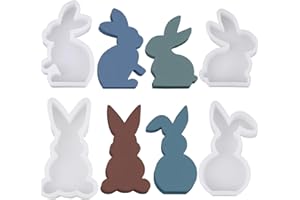 ‎SKEADEX 4 Stück Osterhase Silikonform, Ostern Hase Silikonformen Gießformen, 3D Kaninchen Gießform Ostern, Osterhase Silikonform for Gips, Sojawachs Kerzen, Handwerk