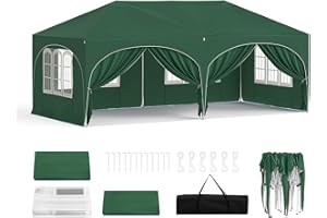 WOLTU Pop-up Gazebo, Gazebo with Sides 3m x 6m, Folding Event Shelter for Outdoor, Garden, Camping, Height Adjustable, Waterproof, UV-Protection, with Carry Bag, Green