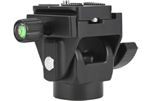 CCYLEZ Tête inclinable pour trépied VD-12 monopode, rotule inclinable portable en alliage d'aluminium pour monopode et trépied, rotule avec plaque à déclenchement rapide idéale pour l'observation des oiseaux