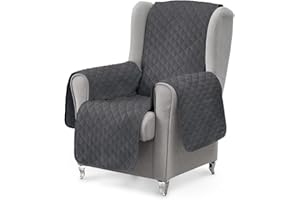 TEXTIL-HOME Textilhome - Pokrowiec na sofę 1 Osobowa 55cm, pokrowiec ochronny, narzuta na sofę, pikowana, dla zwierząt domowych, dzieci, koty, psy. Szary