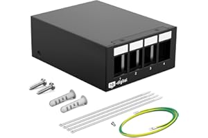 ‎HB-DIGITAL hb-digital 4-Port Patchpanel Gehäuse für Keystone Module mit z.B. RJ45 Buchse RJ11 Socket Antennenstecker F-Verbinder USB-C USB-A BF/AF HDMI Polklemme Gewindebuchse BNZ - Schwarz