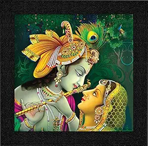 SAF Radha Krishna UV Coated Home Decorative Gift Item Frame Painting 12 inch X 12 inch SAANF6137