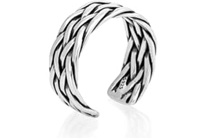 Nature Rebel Herren Ring breit 925 Silber offen verstellbar geflochten