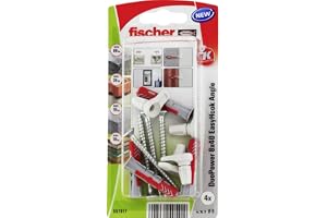fischer EasyHook Angle K (4), uppsättning av 4 vinkelkrokskruvar och DuoPower, spånskivskruvar med krokar, flexibla skruvkrok
