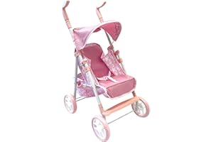 PALMITESSA Passeggino Per Bambole Reborn, Passeggino Per Bambole 2 Anni, Carrozzina Per Bambole Rosa Modello 2025 Misure 54x 34,5 x 65,5 cm(h)