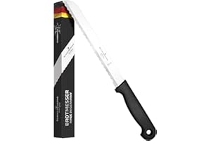 Schwertkrone Solingen Couteau à pain à lame crantée - acier inoxydable, lame de 19 cm, lavable au lave-vaisselle, Made in Germany - Pour le pain et les petits pains