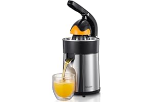 YABANO Electric Citrus Juicer Squeezer, Stainless Steel Orange Juicer with 2 Interchangeable Cones for Orange, Lemon & Grapefruit, Easy to Clean