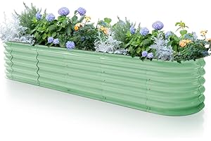 Byhagern Raised Garden Beds Outdoor, Anti-Rust Coating Planter Box with Safety Edging, Raised Garden Beds for Vegetables, Flowers, Herbs (Green)……