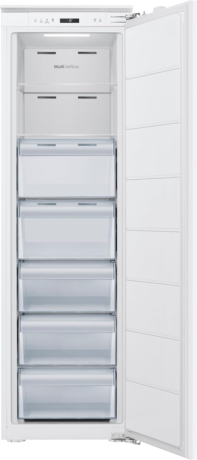 Teknix BITHTZFF Integrated Tall Freezer - Built-in with 235L Capacity - Total No Frost - Suitable for Outbuildings - Digitals Controls - Two Year Cover - White, H177.2 x W54.0 x D54.5 (cm)