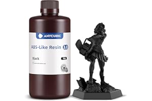ANYCUBIC Résine ABS Like 3.0, Noir 1KG, Résine pour Imprimante 3D LCD/DLP, Résine Photopolymère UV 405nm offrant une Excellente Résistance et Résilience, Haute Précision, Faible Odeur
