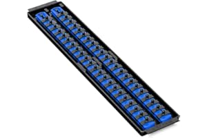 Ernst Manufacturing Boss 8455 Steckschlüssel-Organizer, 2-Schienen, 1/4-Zoll-Antrieb, Blau (8455), hergestellt in den USA