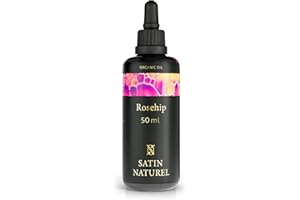 SATINNATUREL Olio di Rosa Mosqueta 100% Puro 50ml + Spremuto a Freddo| Olio Corpo, Viso, Capelli| Crema Corpo Idratante Rico en Vitamina C + Retinolo + Vitamina E + Omega 3| Smagliature Gravidanza | Satin Naturel