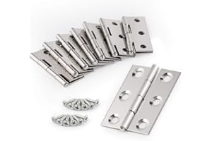 Anstore 20 Bisagras Plegables de Acero Inoxidable, Mini Bisagras Puertas Madera con 120 Tornillos de Acero Inoxidable, Bisagras Pequeñas para Puertas,Cajones, Madera Cajas de Joyeros (Plateado)