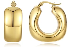 YeGieonr Boucles d'oreilles Créoles Or Femme, Plaqué 18K Or Acier Inoxydable Creoles, Hypoallergénique Bijoux Cadeau pour Femme Fille