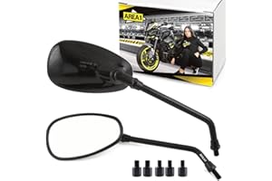 Area1 Zestaw lusterek wstecznych (prawe i lewe) atest E owalne/czarne M10 prawy i lewy gwint. Kompatybilny z Yamaha XV 950 1100 1600 1900 XVS 1300 950 650 250 125 XSR 900 700 XJR 1300 SCR YBBR R YS