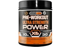 Healthy Fusion Pré Workout Puissant | Booster Énergie Pré-Entraînement avec Bêta-Alanine, Créatine, Caféine, Taurine, Vitamines B6, B9, B12, C | Saveur Orange | 300g