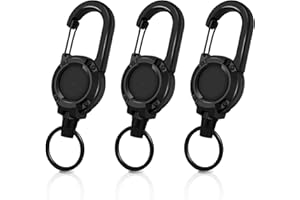 WONWOOD_DIRECT Schlüsselanhänger Ausziehbar 3 Stücke Schlüsselband Ausziehbar Ausweis JoJo Einziehbarer Schlüsselanhänger mit 60cm Stahldrahtseil, Ausweishalter Ausziehbar mit Karabiner, Schwarz