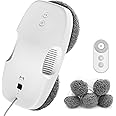 HUTT DDC55 Window Cleaner Robot with Remote Control, Electric Window Cleaning Robotic 3800Pa, Security System, Intelligent Edge Detection, Suitable for Windows, Tiles, Bathrooms(12 Cloths),White