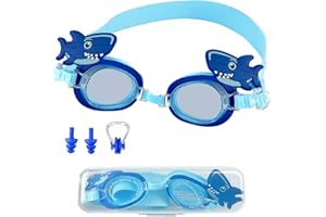 UHDS Occhialini da Nuoto per Bambini 3-12 Anni, Occhialini Piscina Anti Appannamento Regolabili, Nasello Flessibile e Protezione UV, con Tappi per Orecchie, Clip per Naso e Custodia