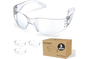 Mustbau Przezroczyste okulary ochronne okulary ochronne okulary ochronne przeciw zarysowaniom, ochrona przed pryskaniem, ochrona przed promieniowaniem UV do budownictwa przemysłowego EN166-3 szt