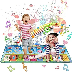 PATPAT Kids Piano Mat, Musical Mat Piano Keyboard Play Mat Floor Music Mat for Toddlers, Early Educational Toys Gift Kids Toys for Boys Girls1 + Year (132x48cm)