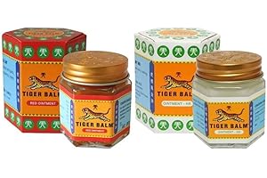 TIGER BALM Pomata per massaggi balsamo di tigre, 2 confezioni x 19.4 g, colore: rosso e bianco, per il sollievo dal dolore muscolare, al mentolo