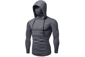 Duohropke Sweat à capuche Cyberpunk Ninja avec masque à capuche à manches longues sport slim fit pull sweat-shirt Halloween costumes tête de mort motard shirt à capuche