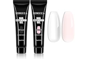 TOMICCA 2 kolory Zestaw do paznokci Extender Gel Clear & Light Rose, żel akrylowy do paznokci Quick Extender Polygel do Długotrwały żel do paznokci i naturalny wygląd dla początkujących i