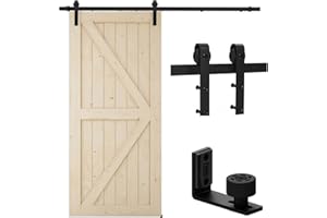 TSMST 200cm Quincaillerie Kit de Rail pour Porte Coulissante avec Guide de Plancher, pour Grange,forme de J