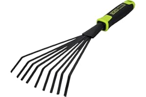 Black Tools® Garden Fächerbesen | Ideal zum Aufrechen von Laub | Rutschfester Griff | Korrosionsgeschützt | Länge 40 cm | Garten, Kübel, Balkonkästen, Beete