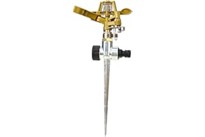 MOVKZACV Rasensprenger, 360 ° Drehung, verstellbar, Metallsprüher, Gartenregner, Bewässerungssystem, Werkzeug mit Zinklegierungsstift, Outdoor-Gras-Wassersprinkler für Garten Hof