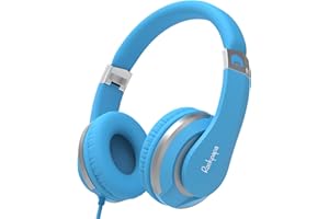 RockPapa I20 Cuffie per Bambini On Ear, Cuffie con Filo e Microfono per Bambina Ragazzi Bambino, Cuffie Pieghevoli per Scuola/Viaggio/Telefono/Tablet, Blu