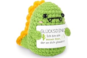 HUKUMA Positive Geschenke Dino Kuscheltier,Gehäkeltes Emotional Support Geschenk,Positives Dinosaurier,Stress Relief Gifts,Positive Crochet Animals,Pocket Hug Dinosaur Support Mental Health