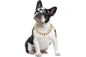 MIESHERK Collare a catena per cani placcato oro 18 carati, larghezza 20 mm, resistente, collare carino alla moda per pitbulldog, gioielli in metallo leggero, accessori per cuccioli