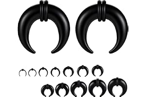ZS 1 par stretchkit i glasseptum – C-formad nypare avsmalning med O-ringar, 14 g till 5/8 tum buffalo septum hållare ringar f