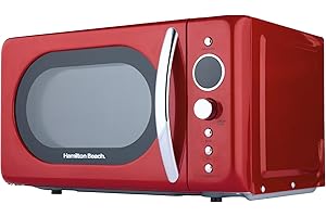Hamilton Beach Microwave, 20L, 700W, Retro, Digital LED Display, 8 Pre-set Programs, Express Cooking, Weight Defrost, 60 Min Timer, Child Lock, Compact Design, Red - HB70H20R.