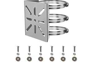 HELWEET Uchwyt narożny do kamery, pionowy wspornik słupka, solidny metalowy wspornik narożny, upewnij się, że instalacja kamery bezpieczeństwa jest stabilna, ze śrubami + 3 regulowane pierścienie