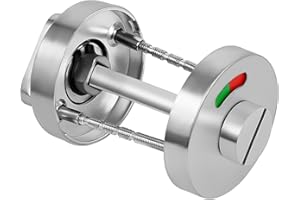 FUNNYTEK WC Türschloss Drehriegel, WC-Rosette mit Belegtanzeige, WC-Türbeschlag Edelstahl, Silber