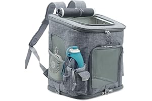 PETCUTE Mochila para Perro Gatos,Plegable Bolsa Transporte Transpirable y Espaciosa con Estructura de Alambre Sólido,Mochila Transportín Perro con Colchón Suave,Correa de Hombro Ajustable