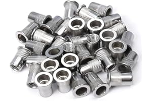 Aililong Tuercas de remache M8-60 unidades de acero inoxidable de cabeza plana para fijación, muebles, decoraciones, manualidades, tuercas de empuje.