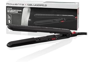 Rowenta x Karl Lagerfeld Optiliss Ionic, Plancha de pelo con revestimiento cerámico para un pelo suave, 10 temperaturas hasta 230º, alisado eficiente, rizos y ondas, negro, SF323L