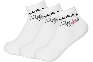 SOSAYI 3 paia di calzini bianchi Stray in cotone, calzini sportivi caldi con 1 adesivo 3D SKZ e 2 foto SKZ, articolo regalo per Stay