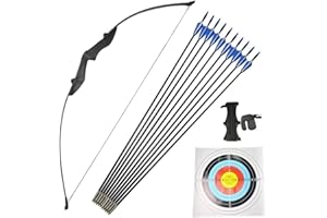 MILAEM Arco Ricurvo e frecce Set 30lbs 35lbs 40lbs Arco Dritto con frecce in Fibra di Vetro Arco da Caccia con L'Arco a Arco Lungo per destrimani e Mancini