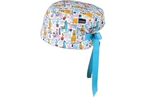 CALOMED Calot de Bloc Moderne Charlotte Chapeau Infirmière Bonnet en Tissu pour Personnels de Santé Euro Femme ou Homme Cheveux Courts (Lamas et Cactus)