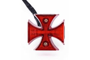Tbest Universal Motorcykel LED-bakljus Broms Körljus Nummerskyltslampa med Maltesisk Korsdesign för Dirt Bike Chopper Quad (r