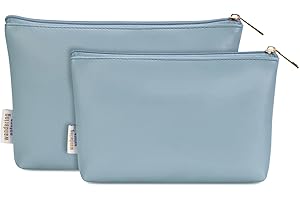 WANDERING NATURE Mała kosmetyczka do torebki, 2 sztuki, mała kosmetyczka do torebki, 2 szt., mała torebka do makijażu, wegańska, skórzana, przenośna, dla kobiet, z zamkiem błyskawicznym (zgłoszona do opatentowania