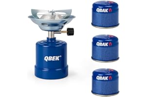 ISIGNO Hornillo de Camping Portátil con 3 Cartuchos de Gas Butano 190g Cocina de Exterior para Acampada, Playa y Montaña