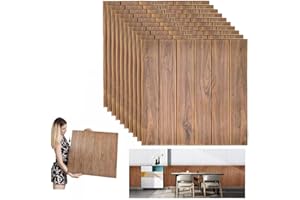 GENERIC Carta da Parati Adesiva Muro 10 Pezzi (5.39m2) 3d Adesiva Pannelli Parete Mattoni Pannello Mattone Decorativi 3d per Parete Adesivi paretiper per Cucina Soggiorno Bagno 77 x 70 cm ROVERE SCURO